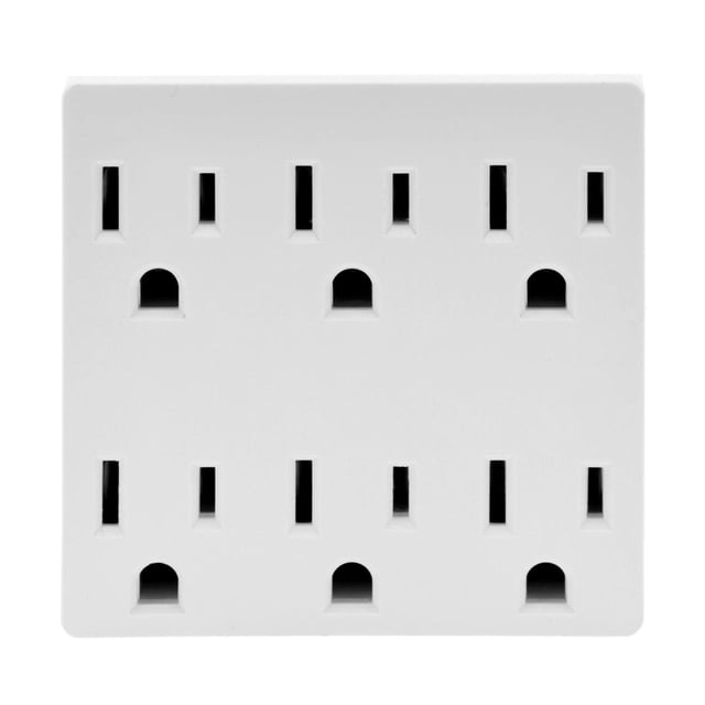 Adaptador A Tierra Leviton 6 Contactos Blanco 15A 125V