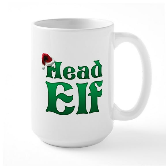 CafePress - Head Elf Mug - 15 oz Ceramic Large White Novelty Mug