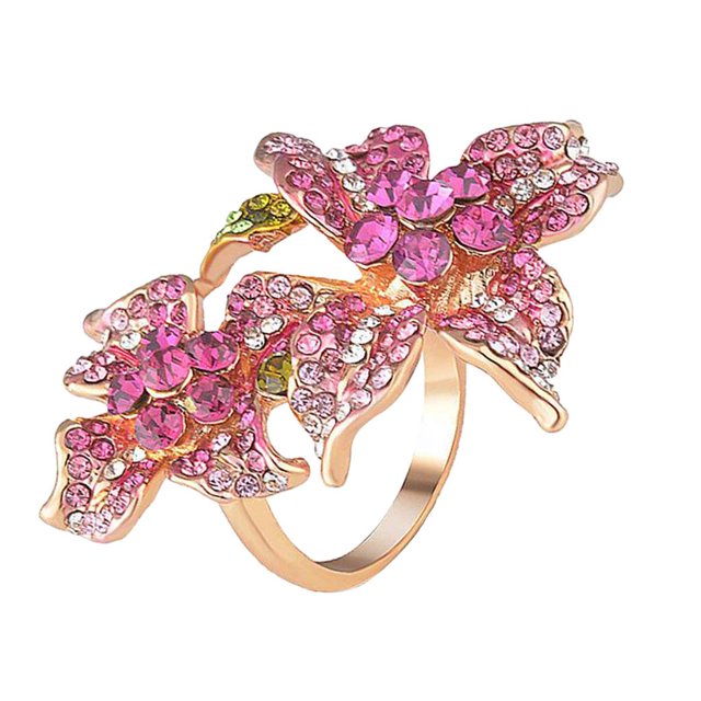 Moda mujer joyería cristal flor boda compromiso fiesta tamaño 6-9 Zulema anillos de cristal para las mujeres