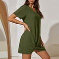 thumbnail image 3 of APEXFWDT Swimsuit Coverup Dress for Women V-Neck Casual T-shirt Dresses Short Sleeve Twisted Coverup Beach Dress,S,Army Green, 3 of 7
