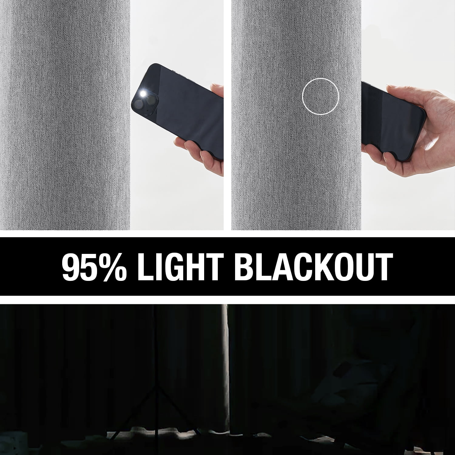 Exultantex Blackout Linen Curtains 84 inch Long Thermal Insulated Noise Reducing Bedroom Drapes,40"x84"x2,Grey