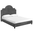 thumbnail image 2 of Modway Primrose Queen Modern Performance Velvet Platform Bed in Gray, 2 of 6