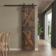 thumbnail image 3 of Coast Sequoia 30 in x 84 in K Style Finished DIY Knotty Wood Sliding Barn Door With Hardware Kit (Kona Coffee), 3 of 8