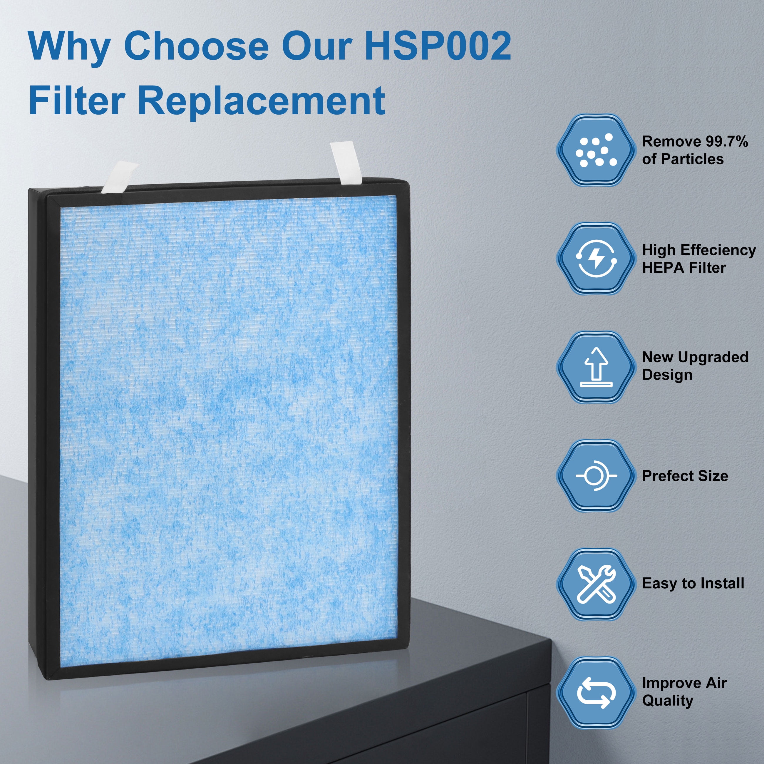 AMI PARTS 4-in-1 H13 True Hepa Filter Replacement for Smart 2.0 Air Purifier Filters HSP002, , 1 Pack