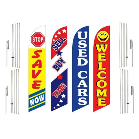 4 Swooper Flags With 4 Pole Kits Stop Save Now Sell Buy Trade Used Cars Welcome