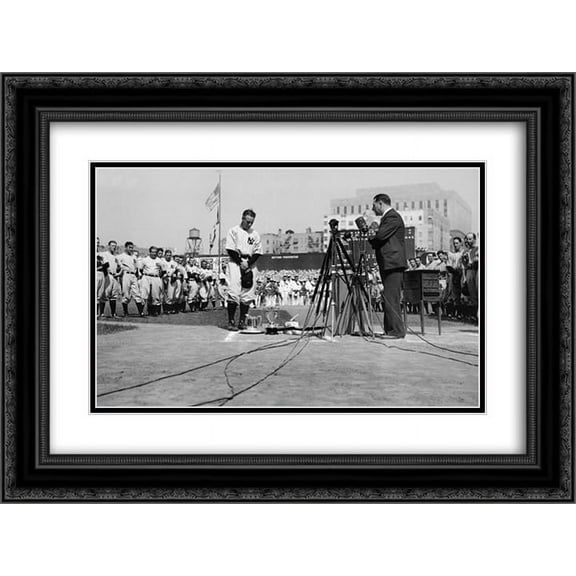 Lou Gehrig Farewell Speech 2x Matted 24x20 Black Ornate Framed Art Print