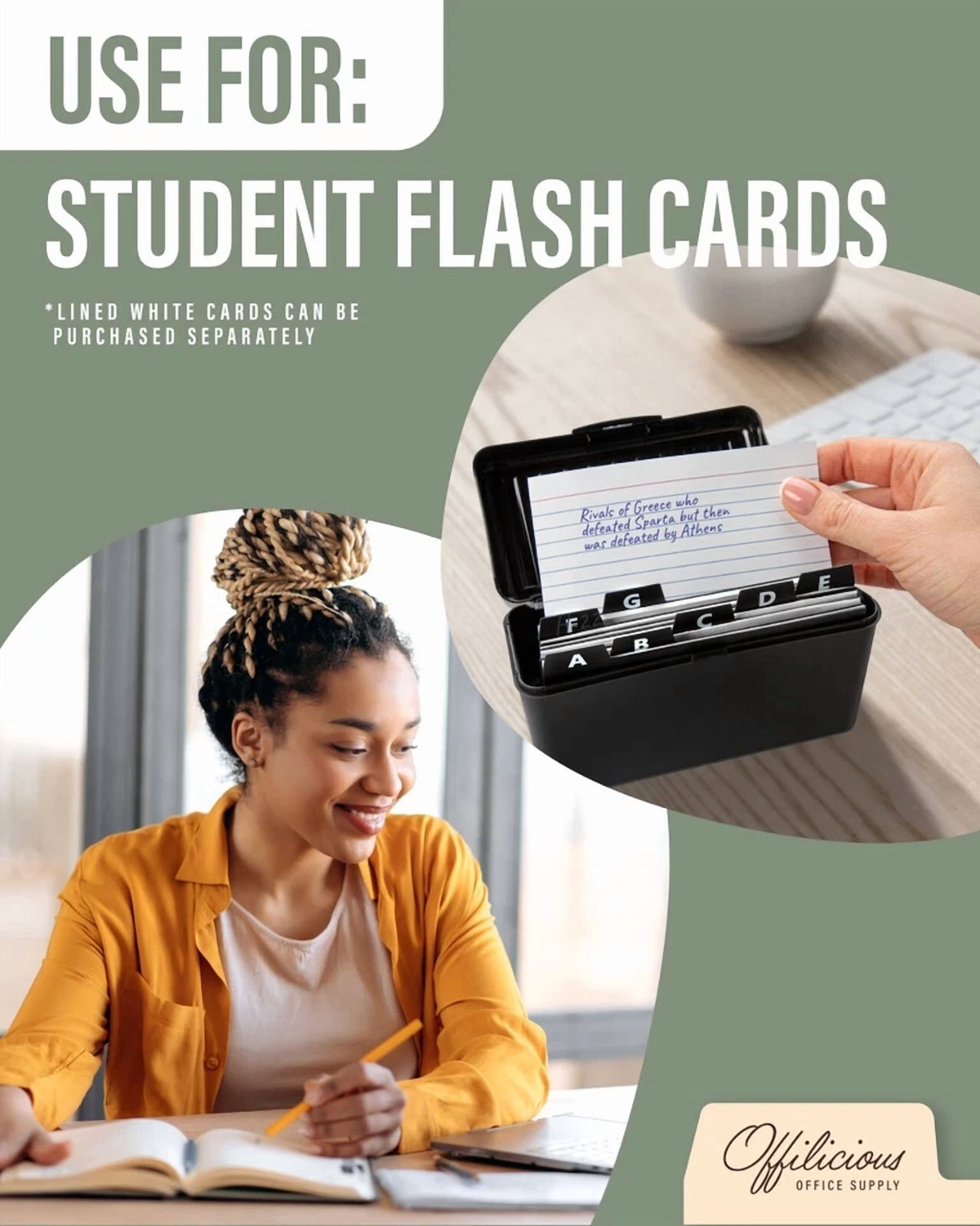 Index Card Holder 3X5 - Business, Recipe, Flash Cards & Index Card Organizer