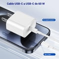 thumbnail image 4 of Cable USB C Yoele Blanco Carga Rápida Trenzado 1M 60W para iPhone, Galaxy y más, 4 of 9