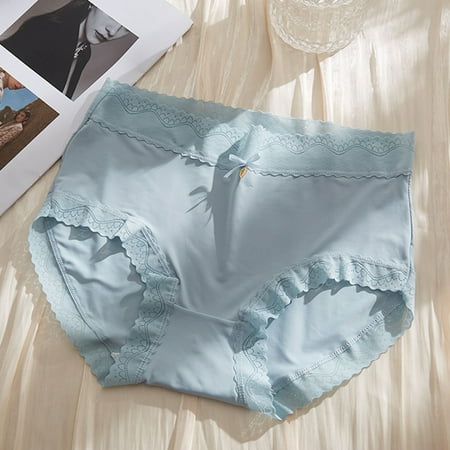 Value for Money  Ice Silk Underwear  Breathable Cotton  Mid Waist  Thin Silk  Comfortable Fit  Women s  Daily Wear  Seamless Design  Womens Plus Size Tops Clearance | Light Blue L  Sopatenor