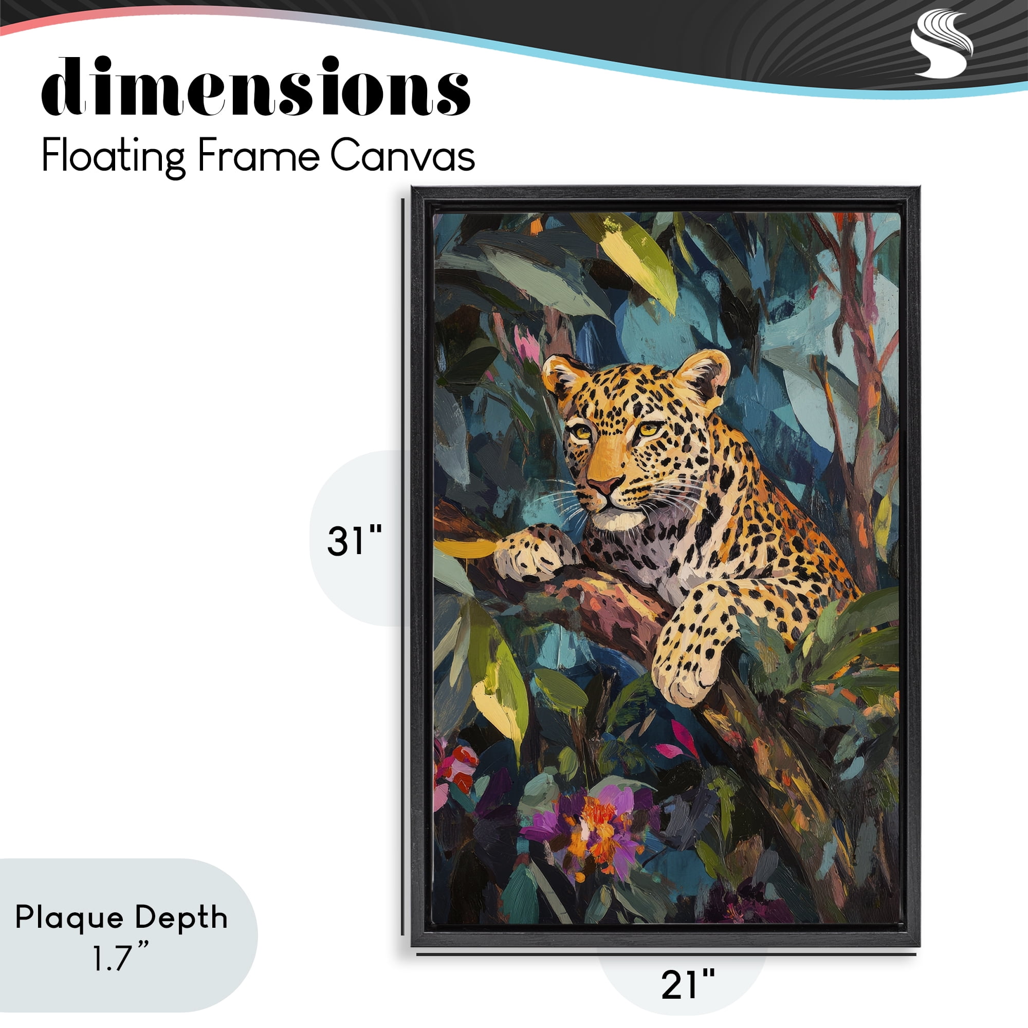 Stupell Industries One The Wild Side Leopard Black Framed Floater Canvas Wall Art, design by Petal Prints Design