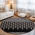 thumbnail image 3 of Round Area Rug 4ft Boho Diamond Floor Carpets Indoor Floor Area Mat Stain-Proof Mat Circle Rugs for Living Room Dining Room Kitchen Bedroom, Black Bohemian Geometric Stripes Beads Sofa Throw Carpet, 3 of 9