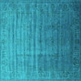 thumbnail image 1 of Ahgly Company Machine Washable Indoor Square Oriental Turquoise Blue Industrial Area Rugs, 8' Square, 1 of 4