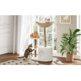 thumbnail image 3 of 43" Modern Natural Wood Cat Tree, Aesthetic Cat Tower with Large Basket, Scratching Posts & Real Branch Design – White Luxury Cat Tree for Large Cats, with or without Branches, 3 of 8