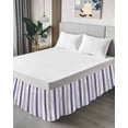 thumbnail image 4 of Purple Grey Striped Wrap Around Bed Skirts for Queen Bed 16" Drop, Bed Skirt with Adjustable Elastic Belt Dust Ruffle Bed Valance for Bedroom Hotel Luxury Minimalist Farmhouse Stripe Bed Frame Cover, 4 of 7