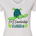 thumbnail image 4 of Inktastic Fort Lauderdale, Florida Happy Sea Turtle Women's V-Neck T-Shirt, 4 of 5