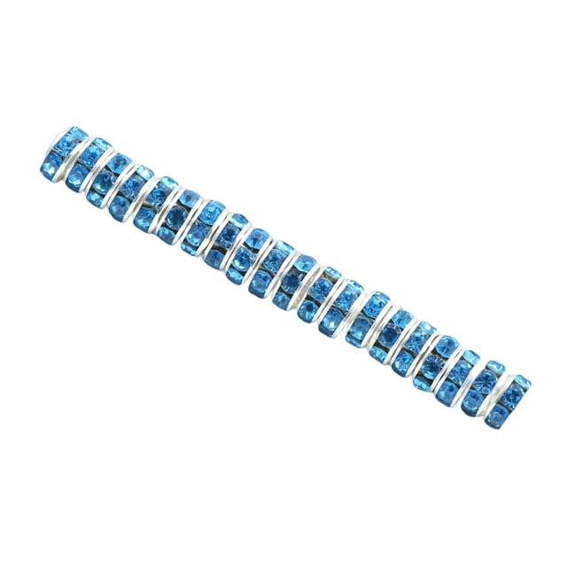 50 Pieces Rhinestone Rondelle Handmade Spacer Beads Jewelry Making Supplies for Crystal Multi-colors Loose Bead Earring Necklace Accessories Lake Blue