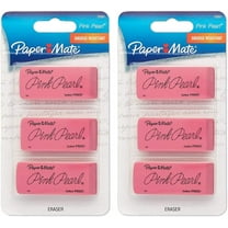 Paper Mate Pink Pearl Erasers, Large, 3 Count (70501) 2 Pack