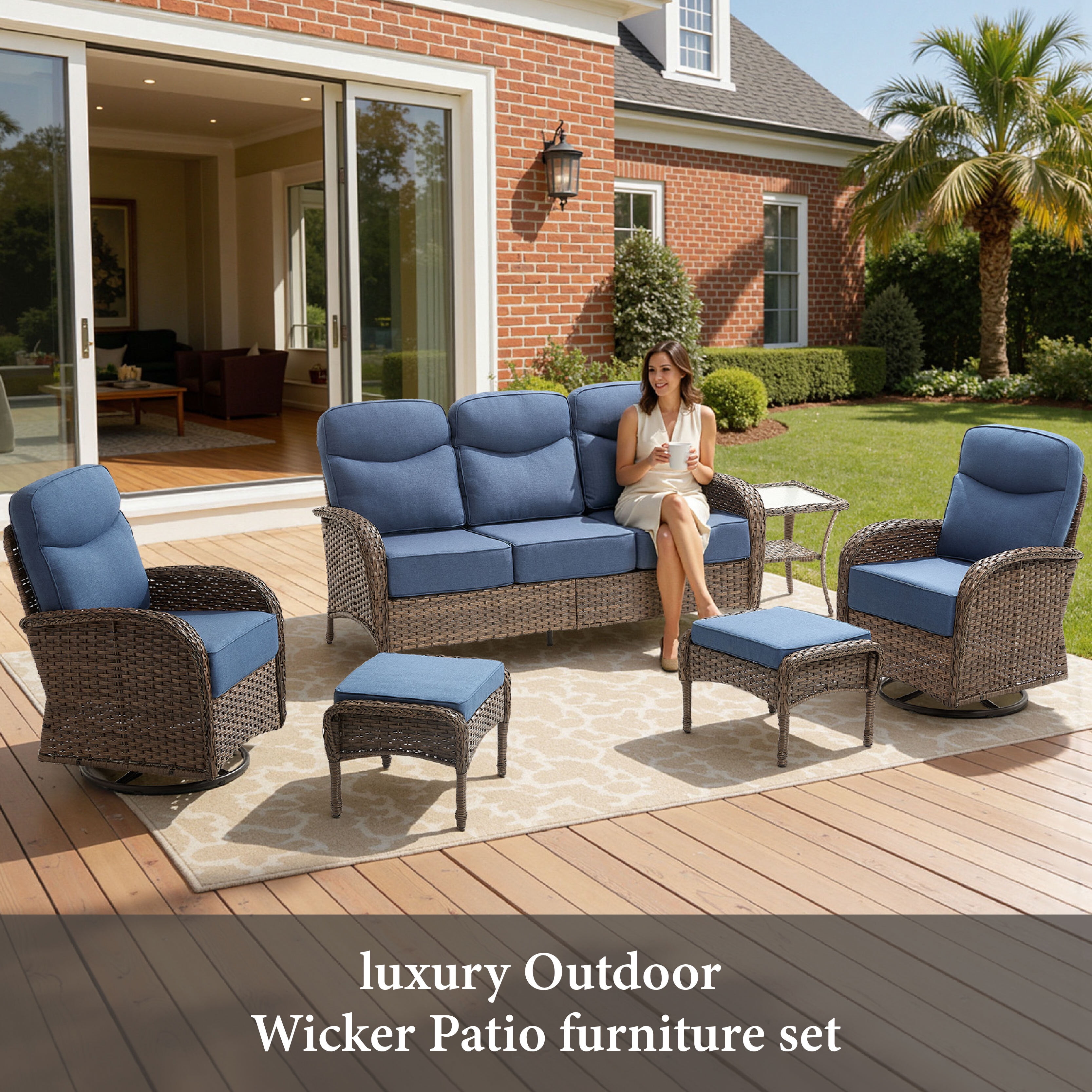 Bellefurn Outdoor Swivel Rocker Patio Chairs,Patio Swivel Chairs Set of 2,Swivel Glider Lounge Chairs with Side Table Patio Furniture Set for Outdoor,Balcony,Front Porch,Firepit Area