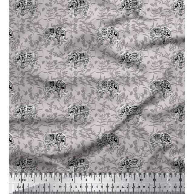 Soimoi Blue Rayon Crepe Fabric Palm Tree & Sunset Beach Print Fabric by Yard 46 Inch Wide