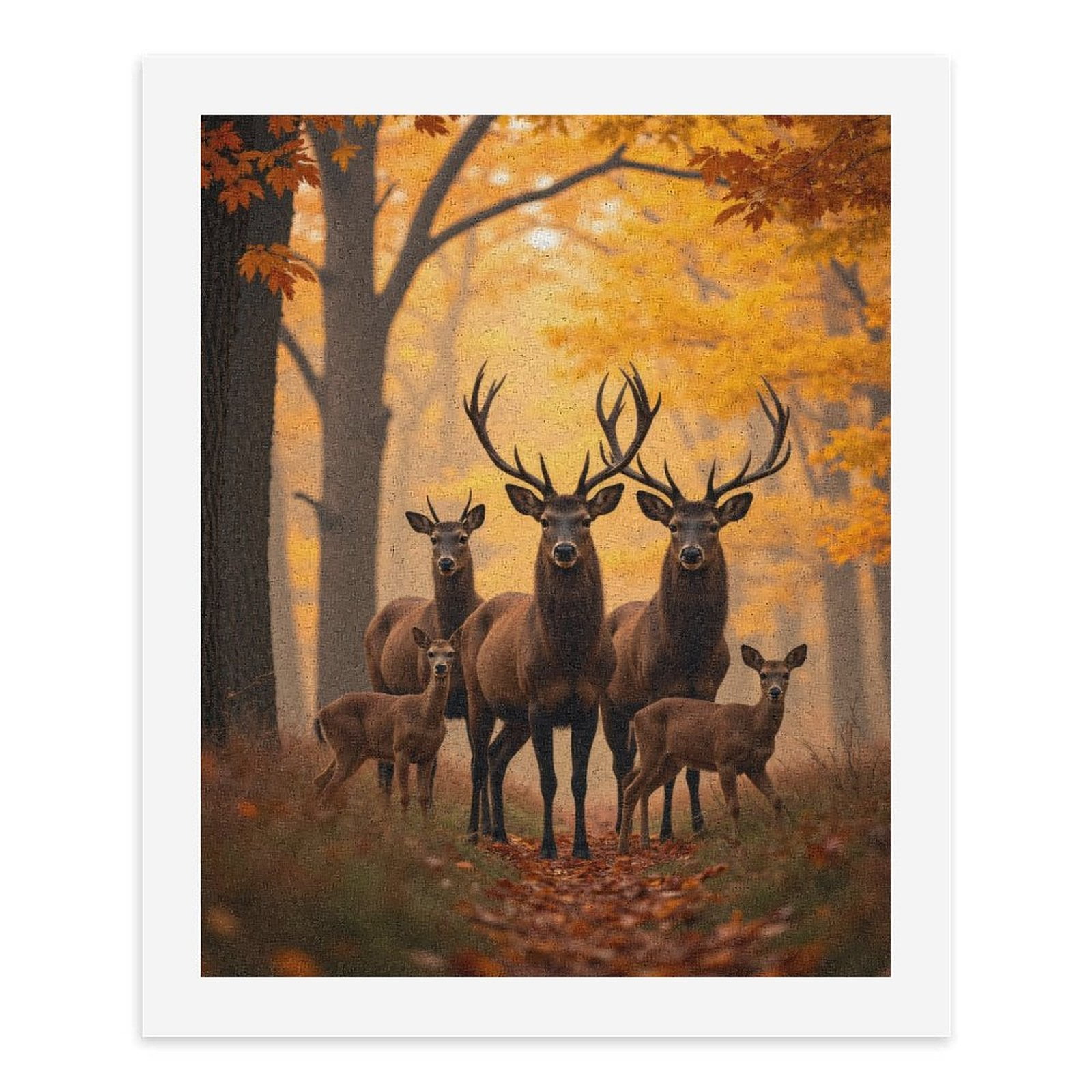 Paint by Numbers Kit for Adults, Autumn Forest Deer Family Scene Paint by Numbers, Easy Paint by Numbers Kit for Adults Beginner, DIY Adult Paint by Number Kits on Canvas, Home Decor 12x16in