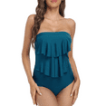 thumbnail image 5 of Hilor Women's Removable Strap One Piece Swimsuits Bandeau Swimwear Layered Flounce Bathing Suits, 5 of 7
