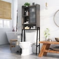 thumbnail image 4 of Gymax Over The Toilet Storage Cabinet Bathroom Space Saver with Sliding Door Grey, 4 of 10
