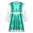 thumbnail image 5 of Aislor Kids Girls Halloween Carnival Party Role Play Outer Space Alien Costume Glossy Long Sleeve Dress Mint Green 12, 5 of 7