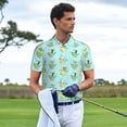 thumbnail image 3 of Pofeuu Doggy In Bubble Bath Print Men's Loose Fit Midweight Short-Sleeve Pocket Polo-Small, 3 of 6