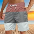 thumbnail image 2 of fatyb Men's Color Block Shorts Beachwear Vacation Shorts Drawstring Summer Casual Shorts with Pockets, 2 of 4