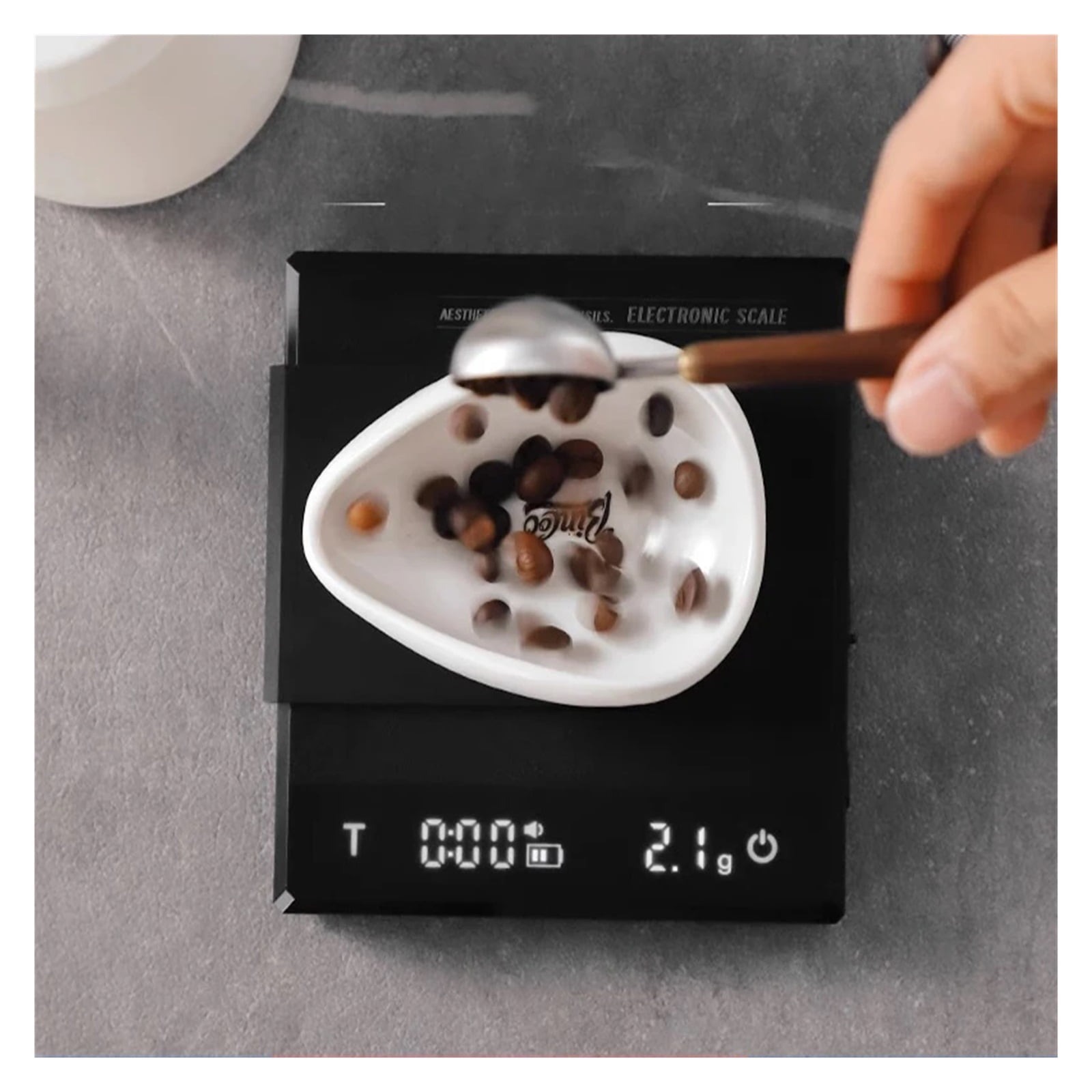 0.1g Electronic Coffee Scale High Precision Digital Kitchen Scale, 2Kg Range USB Rechargeable Home Smart Baking Scale ,Simple Operation