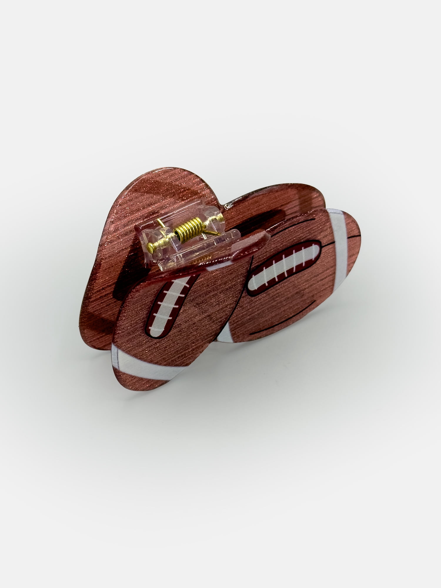 Double Football Acrylic Hair Claw, Brown, by Way to Celebrate