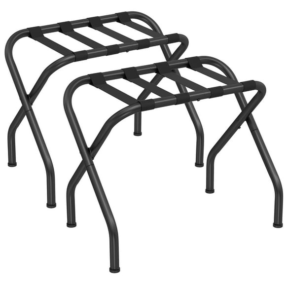 SONGMICS Portaequipajes para habitación de invitados, Juego de 2 soportes para maletas, Estructura de acero plegable, para hotel, dormitorio, soporta hasta 110 lb, 27,2 x 15 x 20,5 pulgadas, Negro URL