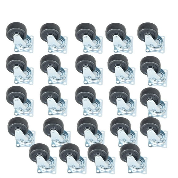 WFLNHB 24 Pack 2" Swivel Caster Wheels Rubber Base with Top Plate and Bearing Heavy Duty Fit for Tea Tables, Plant Racks, Warehouses and Industrial Areas