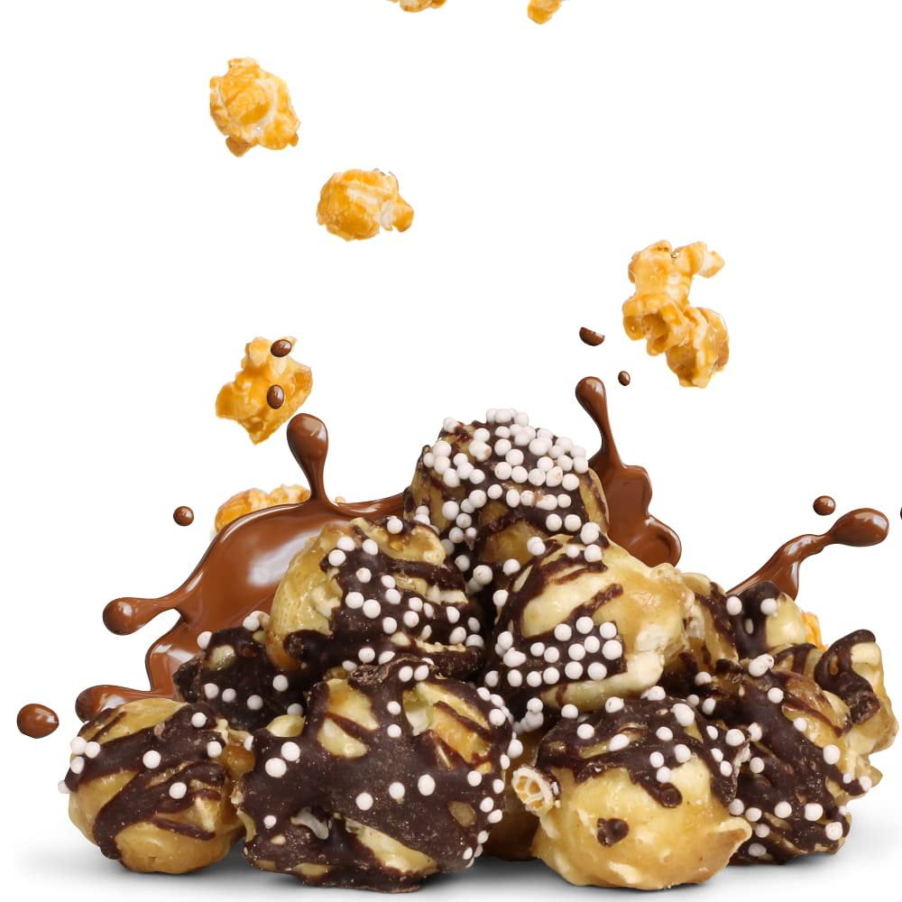 Fun & Delish Caramel Chocolate Popcorn by Its Delish, 1 lb Bulk Bag - Festive Caramel and Chocolate Sweet Crunchy Popcorn Topped with Sprinkles of White Nonpareils - Air popped, Vegan, Kosher