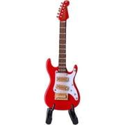 HEIBINMini Electric Guitar Guitar Model Movable Headstock Musical Instrument Miniature Reproduction Dollhouse Model Birthday Home Decoration (Red)
