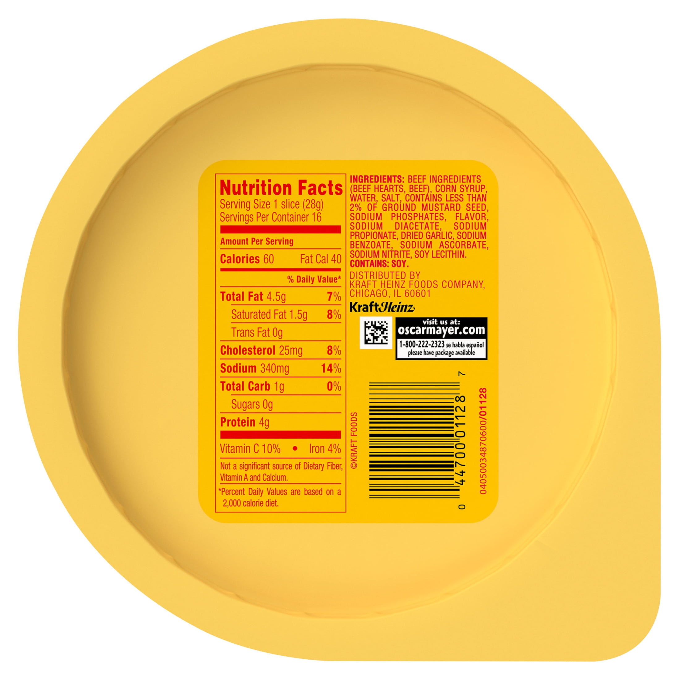Oscar Mayer Beef Cotto Salami Sliced Lunch Meat, for Sandwiches and Easy Lunches, Quality Meat, No Fillers, 16 oz