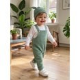 thumbnail image 3 of Cjfdfy Newborn Baby Boy Girl Fall Outfits Solid Long Sleeve Romper Waffle Overall Pants And Knotted Hat 3 Piece Set Cute Coming Home  Fall Winter Outfit 0-18M, 3 of 9