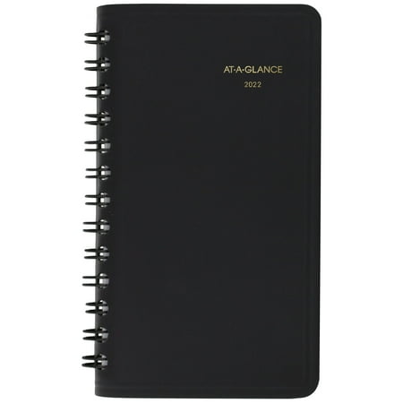 UPC: 0038576465626 | AT-A-GLANCE Weekly Planner  2 1/2  x 4 1/2   Black  January 2022 to December 2022 – 700350522