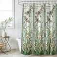 thumbnail image 4 of Dark Green Grass Bathroom Shower Curtains with 12 Hooks Polyester Waterproof Shower Curtain for Stalls and Bathtubs Flower Dragonfly Retro Pastoral Rustic Decorative Bathroom Privacy Curtain 72x72 In, 4 of 9