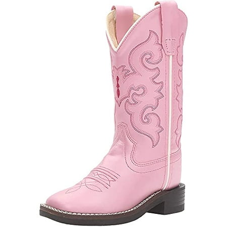 OLD WEST Girl's Square Toe Synthetic Leather Stitched Western Boots ...