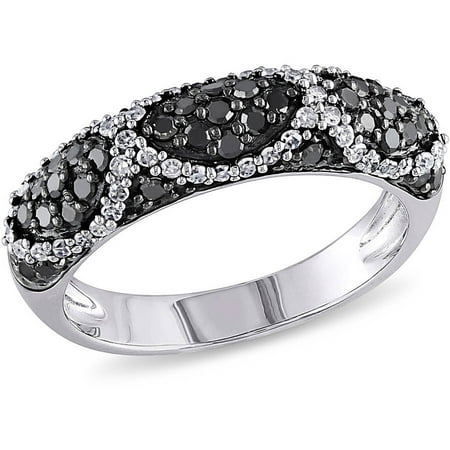 3/4 Carat T.W. Black and White Diamond Sterling Silver Fashion Ring