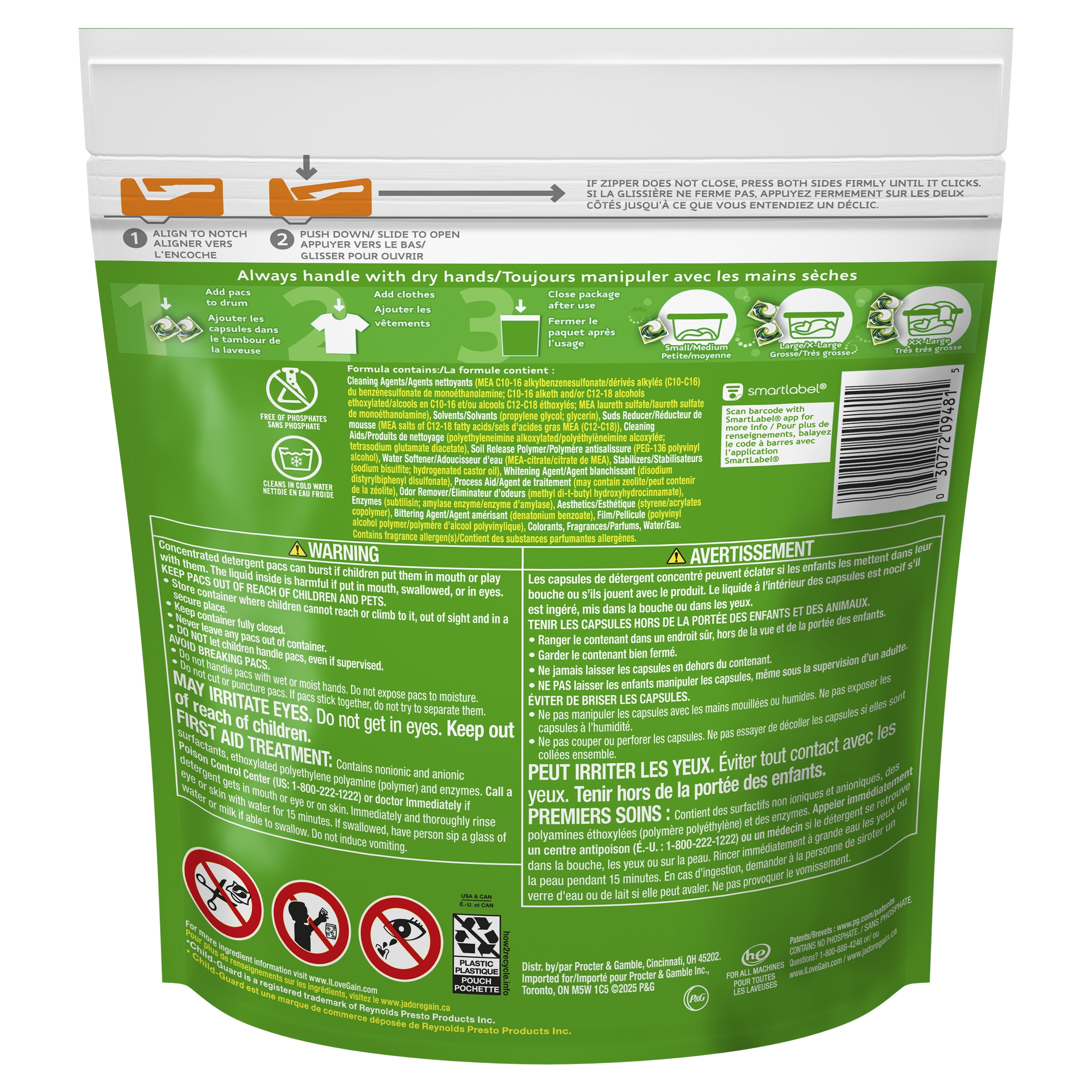 Gain Flings Laundry Detergent Pacs with Odor Defense, Super Fresh Blast Scent, 31 Count