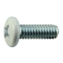 #8-32 x 1/2" White Head Zinc Phillips Pan Head Machine Screws (30 pcs.)
