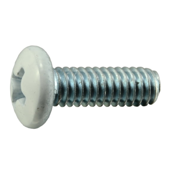 #8-32 x 1/2" White Head Zinc Phillips Pan Head Machine Screws (30 pcs.)