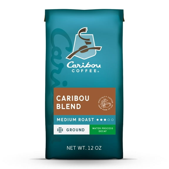 Caribou Coffee Decaf Caribou Blend Premium Medium Roast Ground Coffee, Arabica, 12 oz