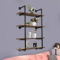 Miumaeov 4 Tier Industrial Pipe Shelving Wall Mounted Rustic Metal Floating Shelves for Farmhouse Kitchen Bar Shelving 36"