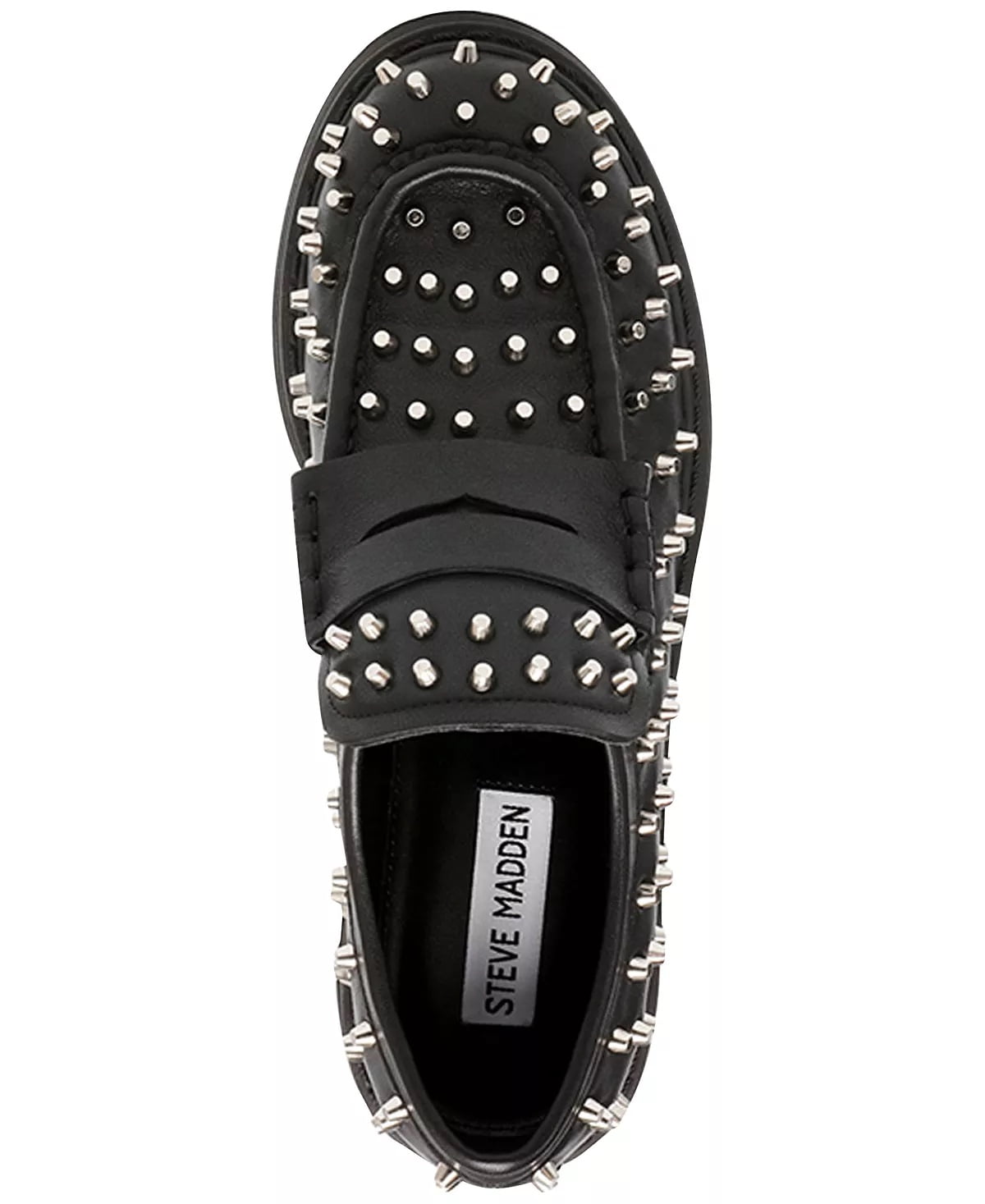 Steve Madden Malvern Black Embellished Slip On Rounded Toe Chunky