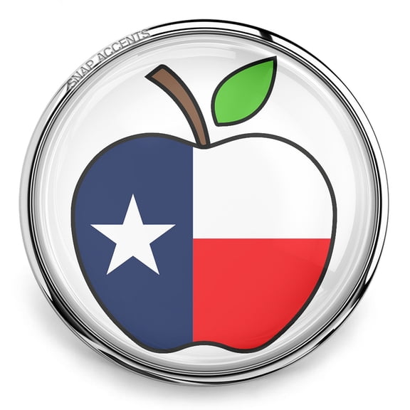 Texas Flag Apple Teacher Snap Jewelry Ginger Charm Button, For Interchangeable DIY Customizable Accessories