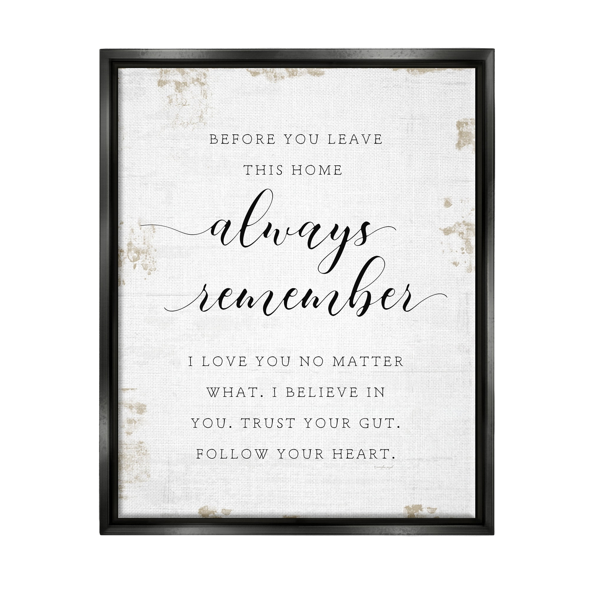 Stupell Industries Always Follow Your Heart Phrase Country Home Charm Luster Gray Framed Floating Canvas Wall Art, 16x20, by Jennifer Pugh