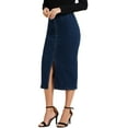 thumbnail image 4 of INSPIRE CHIC Maxi Denim Skirt for Women's Front Slit Zipper High Waist Bodycon Jean Skirt XS Dark Blue, 4 of 6